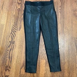 Ann Taylor black faux leather front Ponte leggings